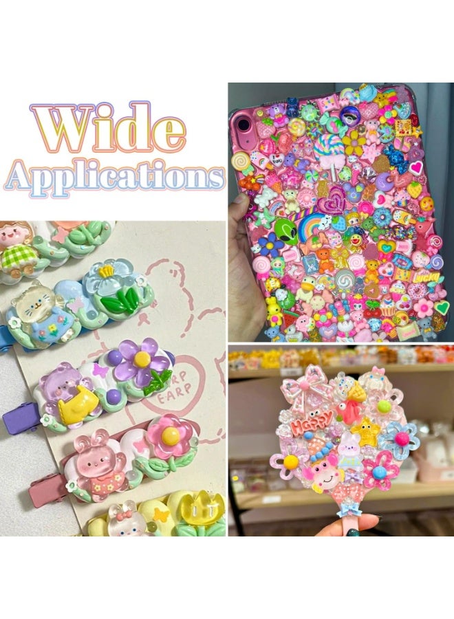 Peachjoy 60 قطعة من سحر الجيلي الأزرق المتنوع، زينة جليدية لطيفة، زخارف مصنوعة من الراتنج، دب، أرنب، إكسسوارات سلايم كاواي لحالات الهاتف، دبابيس الشعر، الحرف اليدوية والتزيين DIY - Image 5