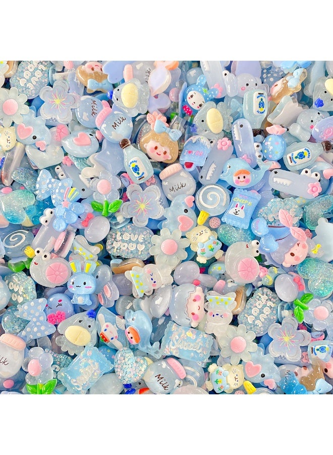 Peachjoy 60 قطعة من سحر الجيلي الأزرق المتنوع، زينة جليدية لطيفة، زخارف مصنوعة من الراتنج، دب، أرنب، إكسسوارات سلايم كاواي لحالات الهاتف، دبابيس الشعر، الحرف اليدوية والتزيين DIY - Image 1
