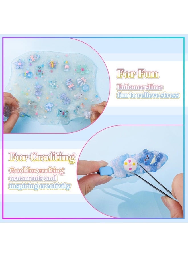 Peachjoy 60 قطعة من سحر الجيلي الأزرق المتنوع، زينة جليدية لطيفة، زخارف مصنوعة من الراتنج، دب، أرنب، إكسسوارات سلايم كاواي لحالات الهاتف، دبابيس الشعر، الحرف اليدوية والتزيين DIY - Image 4