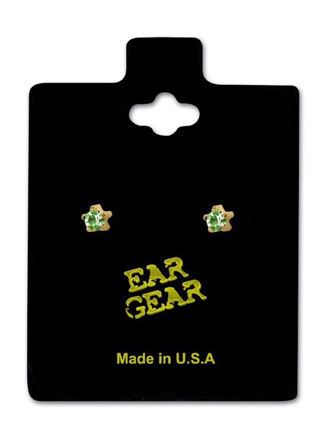 EAR GEAR 24K Gold Plated 2mm Peridot Mini Earrings - Image 1