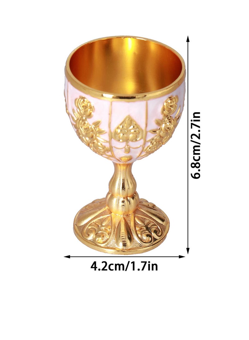 Excefore Vintage Brass Embossed Goblet Cup 2 Pieces 30mlGold Glasses Goblet Goblet Golden Glasses Embossed Cup Metal Embossed Cup Liqueur Cup Shot Glass for Kitchen - Image 5