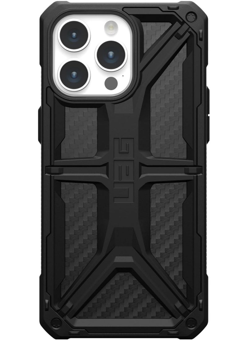 Urban Armor Gear - UAG Monarch for iPhone 15 Pro Max Case Cover [20 Feet Drop Tested] - Carbon Fiber - Image 1
