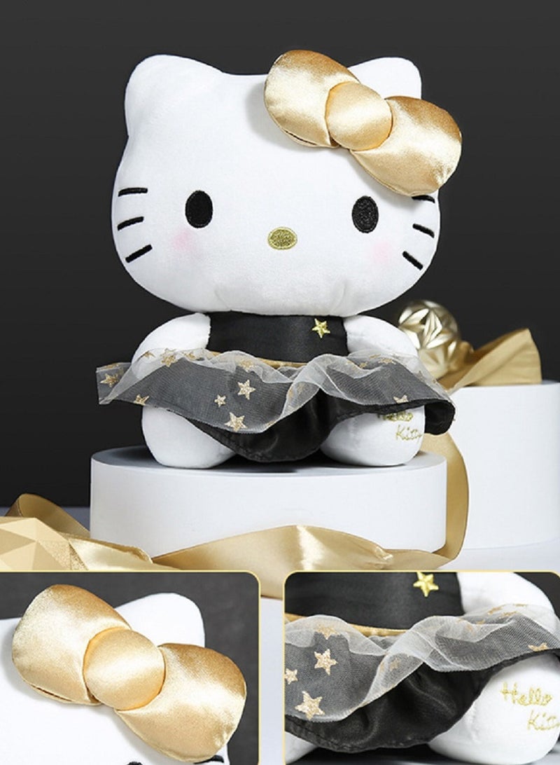 Gerenic Hello Kitty Plush Toy, 23cm Kawaii Black Gold Plush Toy, Cartoon Hello Kitty Plush Toy Gift, for Bed, Sofa and more - Image 3