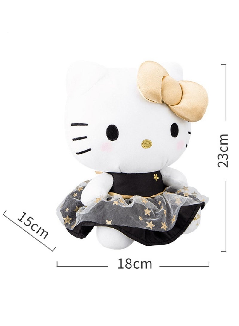 Gerenic Hello Kitty Plush Toy, 23cm Kawaii Black Gold Plush Toy, Cartoon Hello Kitty Plush Toy Gift, for Bed, Sofa and more - Image 2