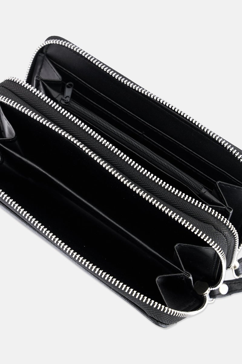 WHITE MOUNTAIN Women Brand Logo Vegan Leaher Wallets, Black - Image 3