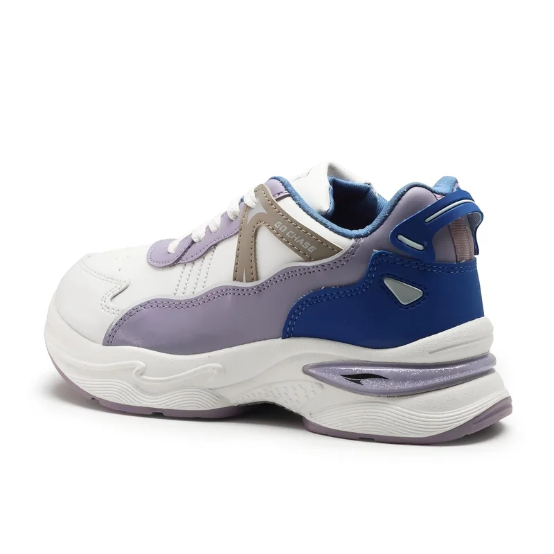 أسيان Lightweight White and Lavender Sneakers for Women and Girls