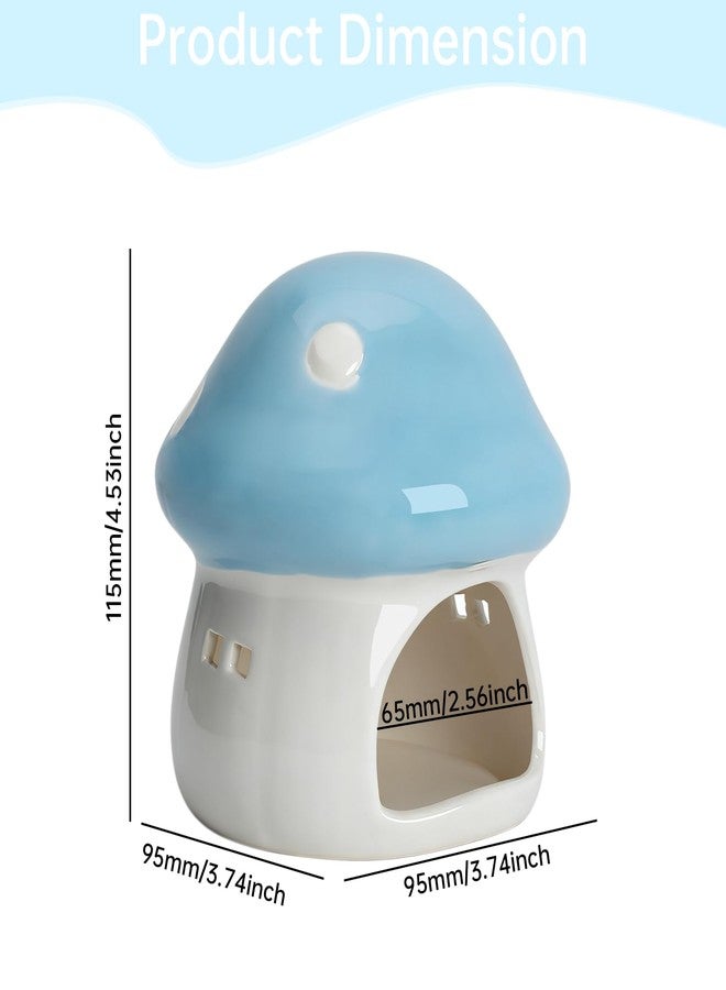 PENCK Cute Aquarium Mushroom House Betta Fish Tank Accessory Decor Mini Ceramic Fish Hideout Shrimp Cave Ornament (Blue) - Image 2