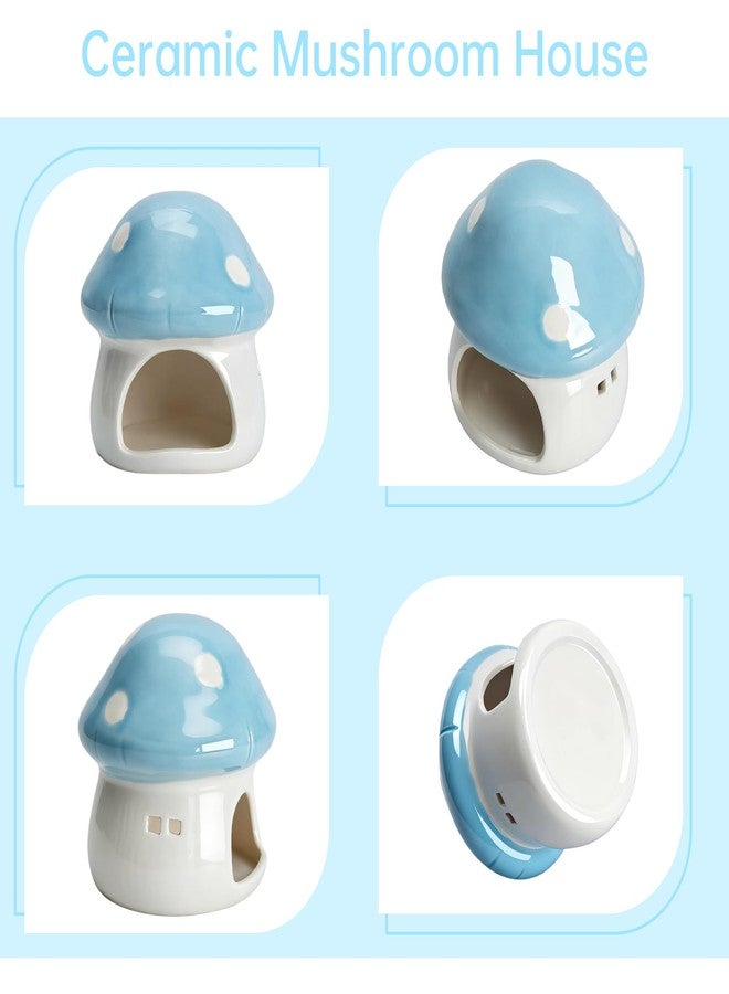 PENCK Cute Aquarium Mushroom House Betta Fish Tank Accessory Decor Mini Ceramic Fish Hideout Shrimp Cave Ornament (Blue) - Image 4
