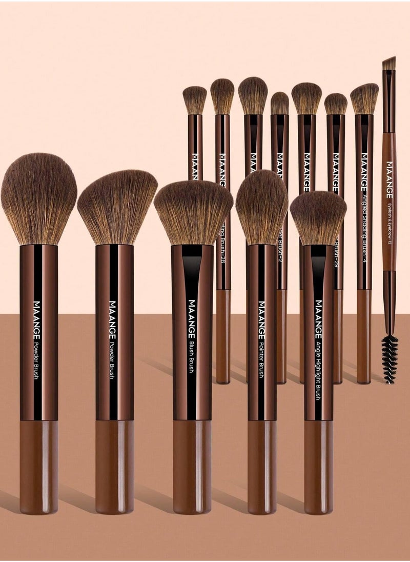 MAANGE Professional Makeup Brush Set, Soft Long Tube Design - 13 Pieces  - Image 1