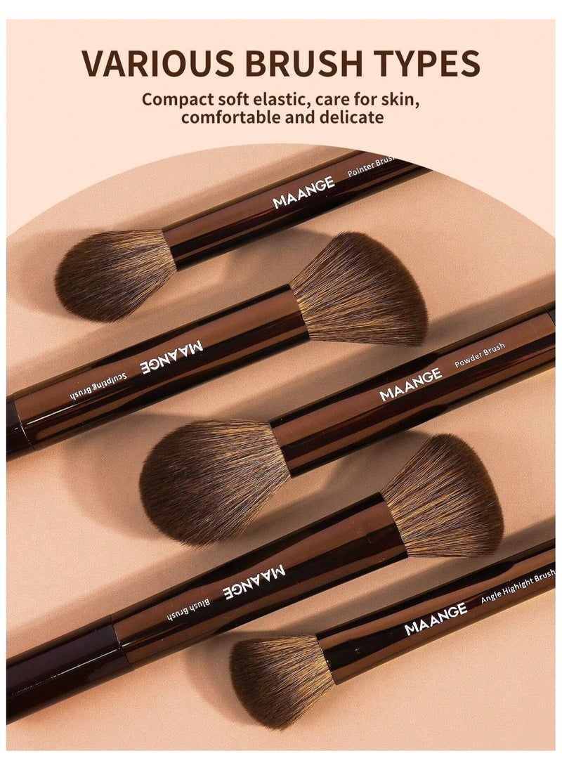 MAANGE Professional Makeup Brush Set, Soft Long Tube Design - 13 Pieces  - Image 3