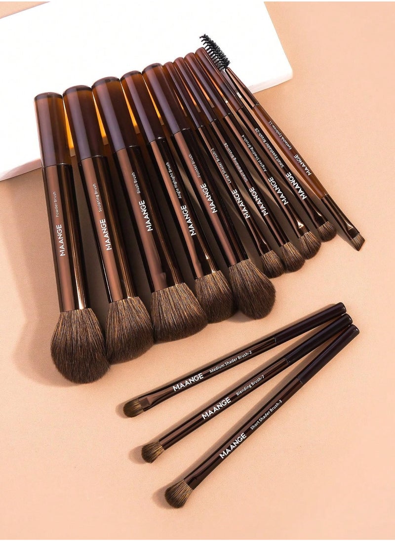 MAANGE Professional Makeup Brush Set, Soft Long Tube Design - 13 Pieces  - Image 4