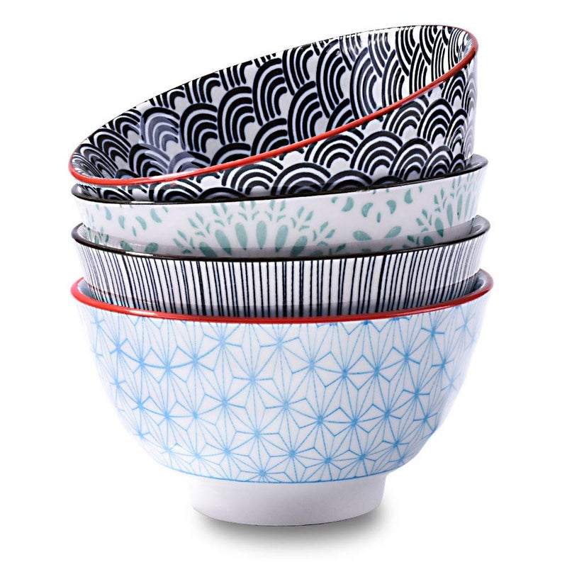 BOSILI Japanese Rice Bowls Set of 4  4.5 Inch  Ceramic Rice Bowls Sushi Bowls Sauce Bowls - Image 1