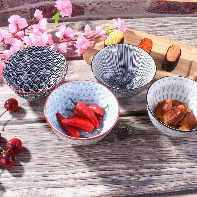 BOSILI Japanese Rice Bowls Set of 4  4.5 Inch  Ceramic Rice Bowls Sushi Bowls Sauce Bowls - Image 3