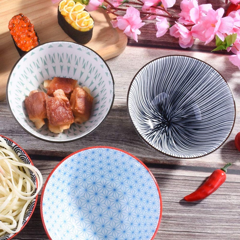 BOSILI Japanese Rice Bowls Set of 4  4.5 Inch  Ceramic Rice Bowls Sushi Bowls Sauce Bowls - Image 5