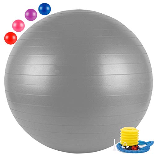 Toyshine PVC Gym Ball for Core Strength, Yoga and Fitness with Pump (Size - 55 cm, Grey) - Image 1