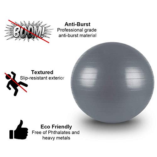 Toyshine PVC Gym Ball for Core Strength, Yoga and Fitness with Pump (Size - 55 cm, Grey) - Image 4