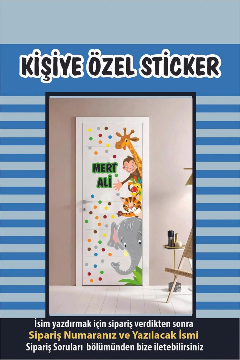 Kt Group Safari Animals Door Cabinet Named Kids and Baby Room Customizable Sticker Set