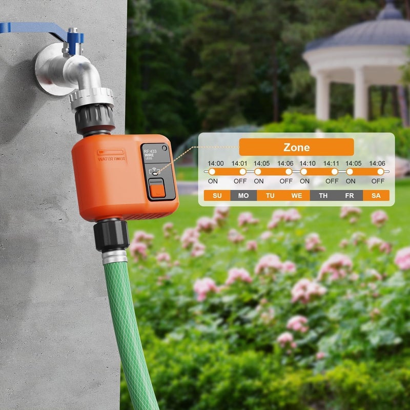 XinFuture WiFi Water Timer for Garden Hose with 300M Range,Smart 1- Zone Sprinkler Timer, APP & Remote Control, Voice Control,Rain Delay, Manual Mode Sprinkler System, Lawn Sprinklers for Yard Large Area - Image 5