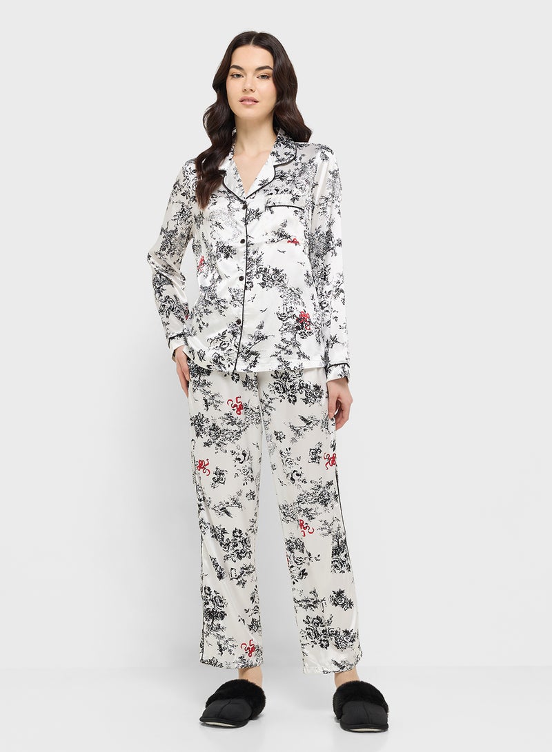 Ginger Floral Button Down Shirt & Pyjama Set  - Image 5