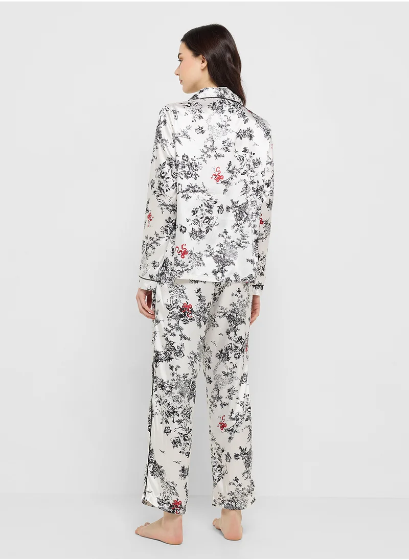 Ginger Floral Button Down Shirt & Pyjama Set