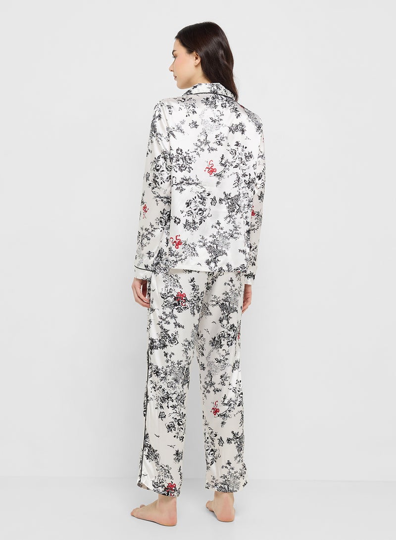 Ginger Floral Button Down Shirt & Pyjama Set  - Image 2