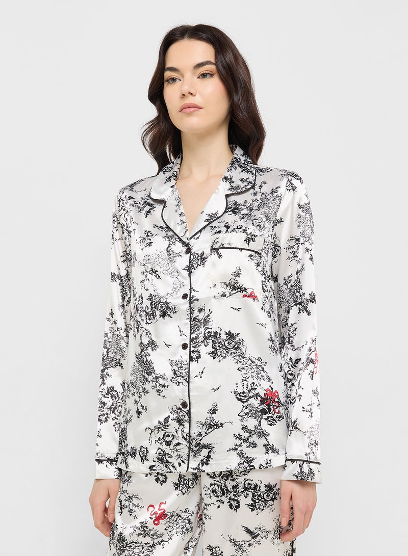 Ginger Floral Button Down Shirt & Pyjama Set  - Image 4