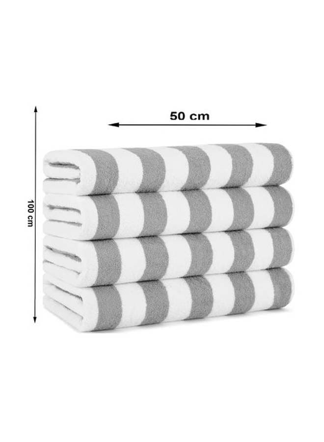 SIGNOOLA Kids Beach Towel Striped 100x50 cm-White-Grey  - Image 1