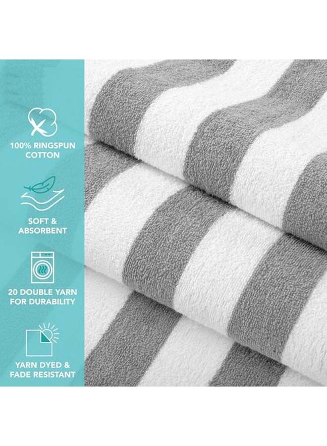 SIGNOOLA Kids Beach Towel Striped 100x50 cm-White-Grey  - Image 3