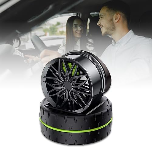 OBEROI'S TRADERS Solar Rotating Car Dashboard Air Freshener/Perfume Diffuser | Metal Body & Alloy Wheel Hub Design with Perfume Liquid for Car Interior Decoration Accessories (GREEN, FRENCH) - Image 1