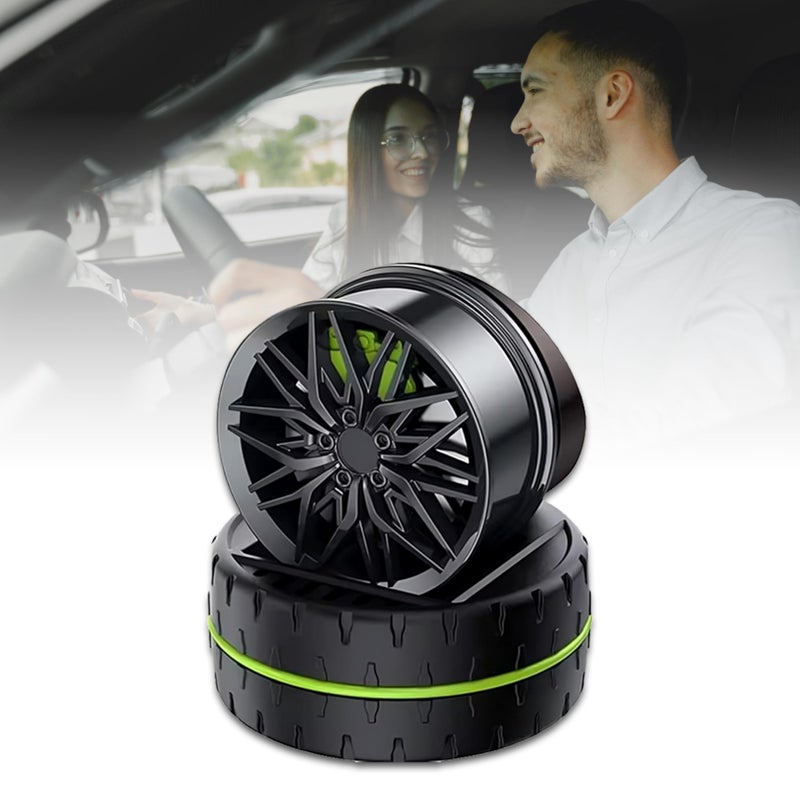OBEROI'S TRADERS Solar Rotating Car Dashboard Air Freshener/Perfume Diffuser | Metal Body & Alloy Wheel Hub Design with Perfume Liquid for Car Interior Decoration Accessories (GREEN, FRENCH) - Image 4