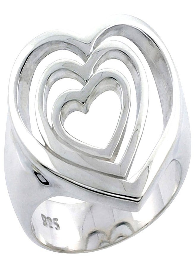 سابرينا سيلفر خاتم فضة إسترليني بتصميم قلوب متدلية للنساء، بلمسة نهائية مثالية، عرض 11/16 بوصة، مقاس 6 - Image 1