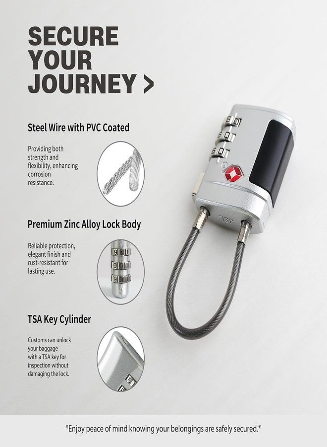ARVOX Set of 2 Metal Cable TSA Locks for Luggage, Number Lock for Bag 4 Digit Small Locks for Luggage TSA Lock Combination Password Locks for Travel (2, Metal TSA Cable) - Image 3