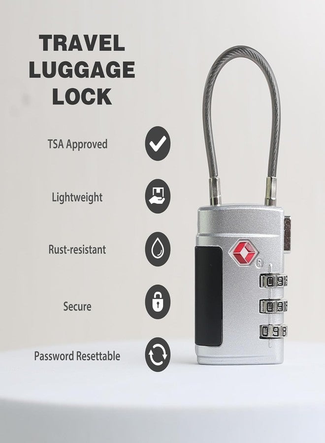 ARVOX Set of 2 Metal Cable TSA Locks for Luggage, Number Lock for Bag 4 Digit Small Locks for Luggage TSA Lock Combination Password Locks for Travel (2, Metal TSA Cable) - Image 4