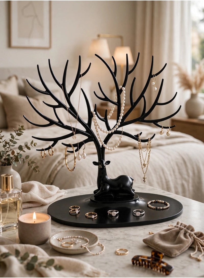 Kutis 3-Piece Decorative Deer Antler Jewelry Organizer Stand with Base Tray - Image 2