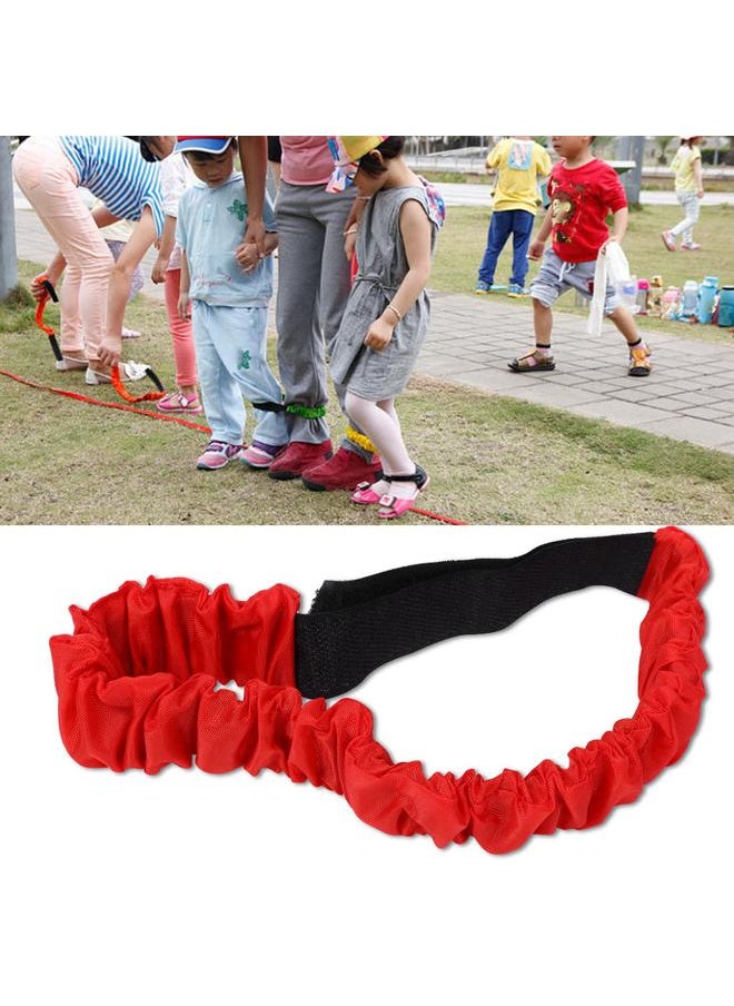 Thoraya Two People Three Feet Legged Race Band Strap Outdoor Team Game Elastic Tie Rope Walker (Red)  - Image 5