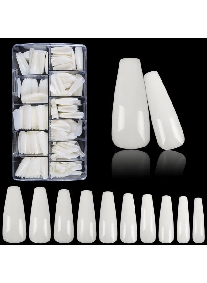 أظافر صناعية دائرية كاملة التغطية، أظافر صناعية طبيعية | أبيض | 100 قطعة - Image 3