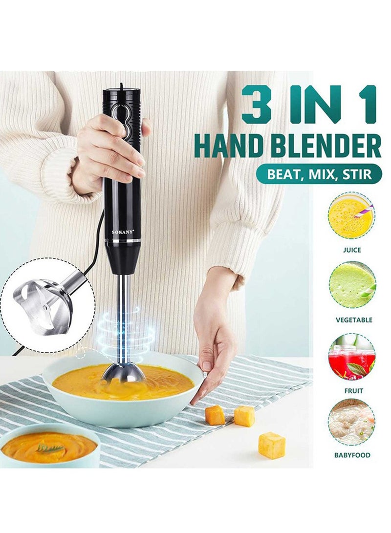 sokany 3-in-1 Handheld Electric Blender 2 Speeds 300W Black - Image 2