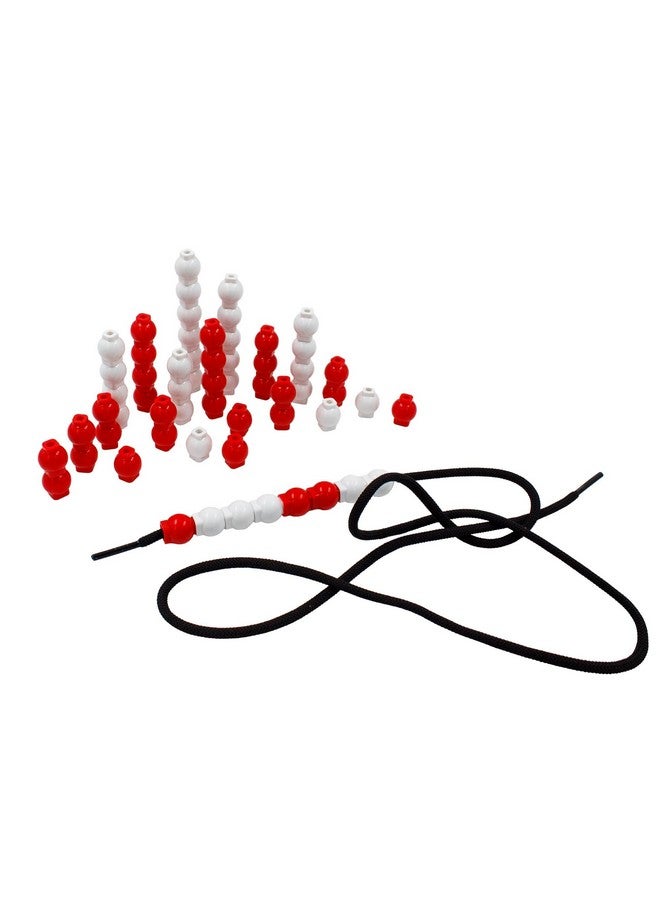 Junior Learning: 60 Bead Cubes & Laces - Includes 30 White & 30 Red Beads & Black Lace String, Hands-On Math Learning & Development, Kids Ages 4+ - Image 2
