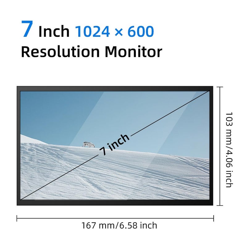 CUQI 7 Inch Mini Monitor, IPS 1024 Ã— 600 HDMI Portable Monitor with Leather Stand for Raspberry Pi 5/4, Laptop, PC, Switch, Xbox, PS4 - Image 3