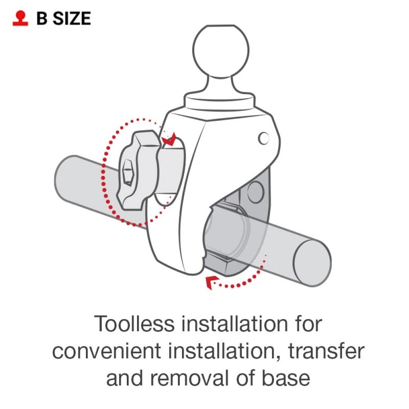 RAM Mounts RAP-B-400U Tough-Claw Small Clamp Base with Ball with B Size 1" Ball for Rails 0.625" to 1.14" in Diameter - Image 2