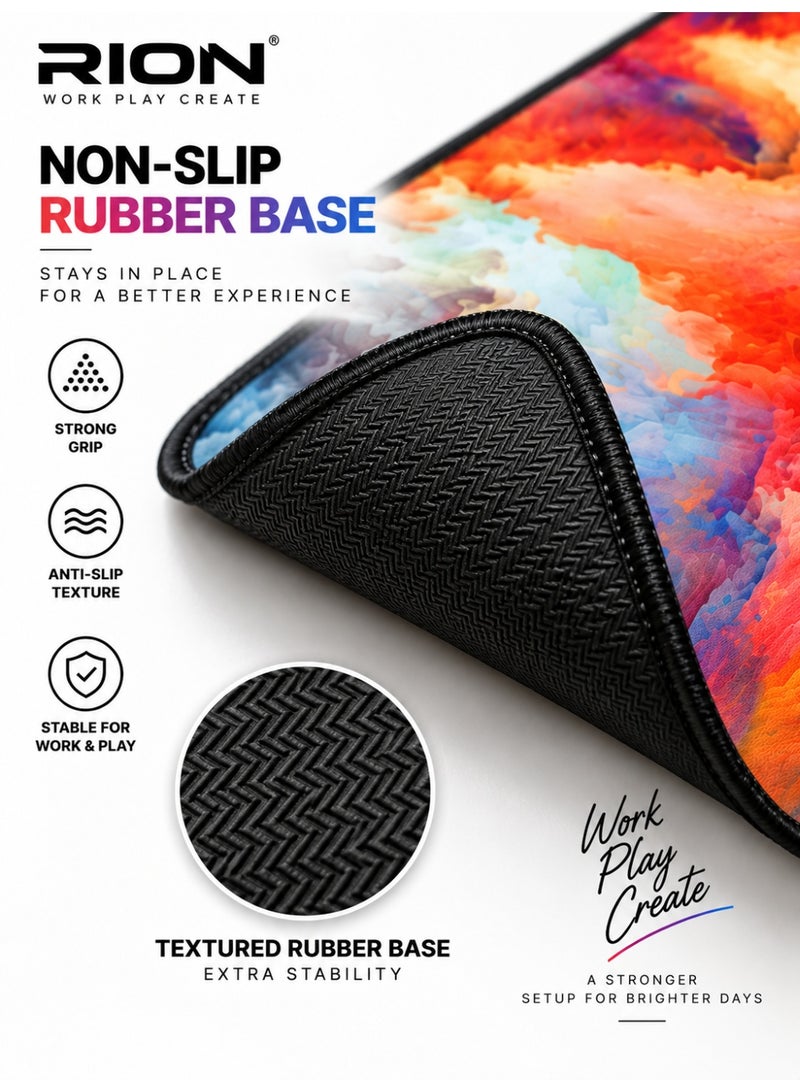 RION Gaming Mouse Pad, Extended Size with Non-Slip Rubber Base & Stitched Edges – Smooth Cloth Surface, Easy to Clean - Image 5