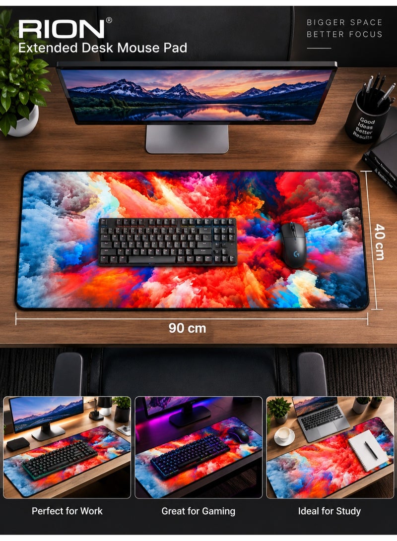 RION Gaming Mouse Pad, Extended Size with Non-Slip Rubber Base & Stitched Edges – Smooth Cloth Surface, Easy to Clean - Image 3