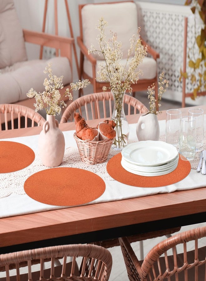 snaxuda 50 Pack Disposable Placemats Round Paper Table Mats Paper Placemat for Dinner Decor Holiday Wedding Accent Centerpiece(Orange) - Image 3