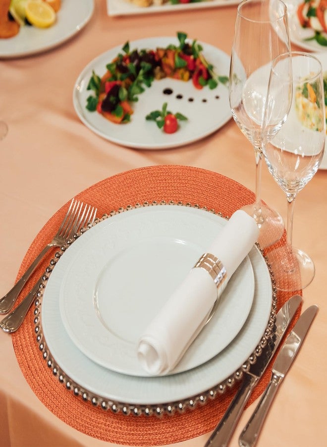 snaxuda 50 Pack Disposable Placemats Round Paper Table Mats Paper Placemat for Dinner Decor Holiday Wedding Accent Centerpiece(Orange) - Image 2
