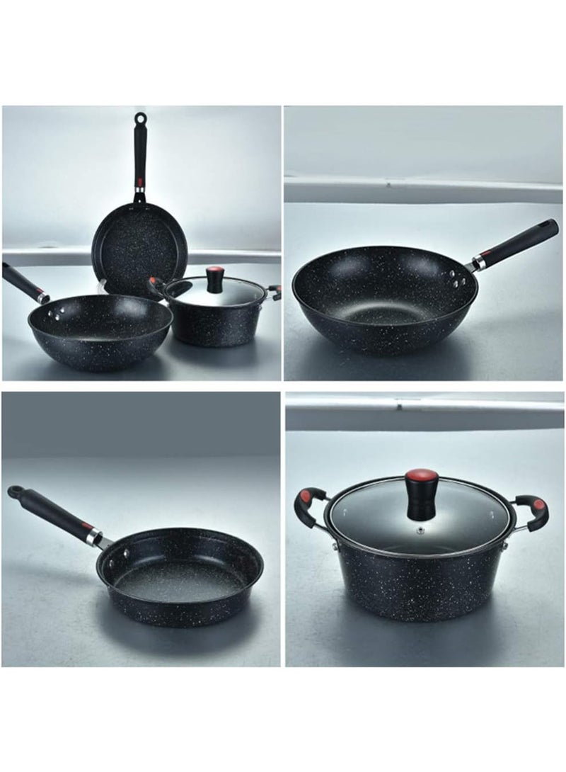 Sharpdo Cookware Set, Non-Stick Easy-To-Clean Soup Pot/Wok/Frying Pan Set, Soup Pot with Transparent Lid, Suitable for All Stovetops - Image 3