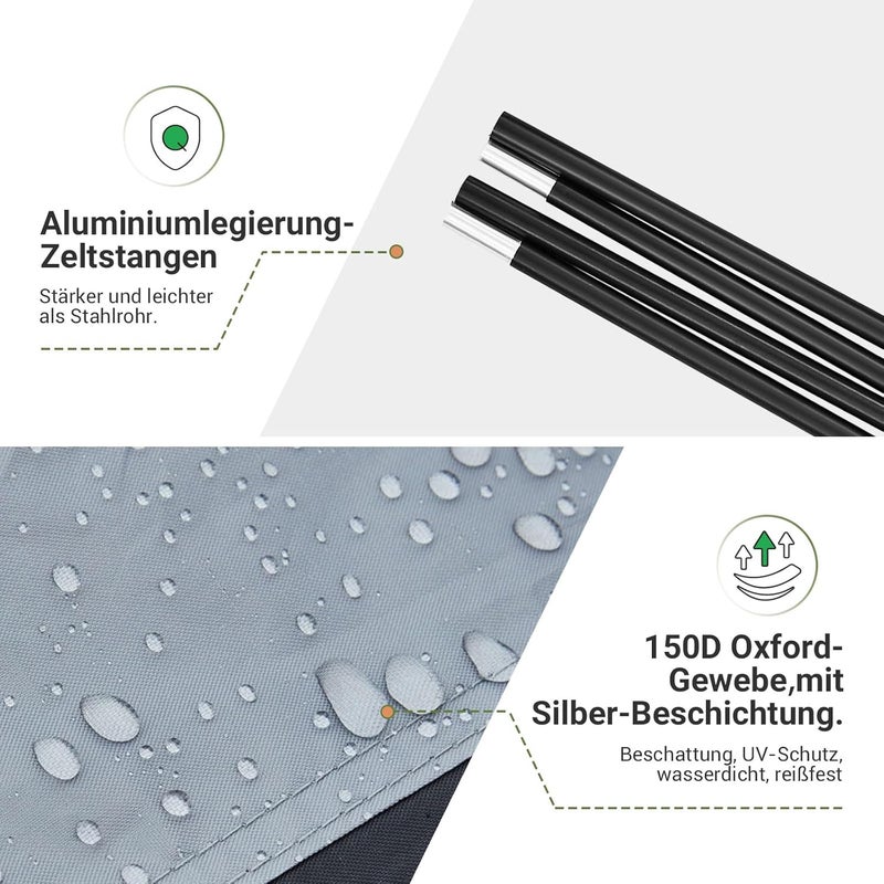 KingCamp خيمة كينغ كامب أنيزو 320 على شكل قبة لشخصين، خيمة ذات سقف مدبب مع مدخنة، خيمة هندية للتخييم، المشي، حماية من الأشعة فوق البنفسجية، خيمة قمة، خيمة هرم، خيمة تخييم، خيمة عائلية - Image 4