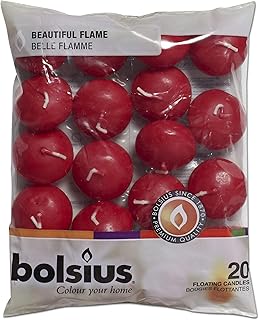 BOLSIUS Bolsius Unscented Floating Candles Ã¢â‚¬â€œ Set of 20 Red Floating Candles, Cute and Elegant Burning Candles, - Image 1