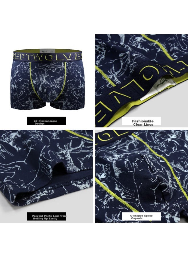 Septwolves Men's Cotton Ammonia Square Pants Men's Four-corner Pants 3-pack Wolf Warrior - Image 3