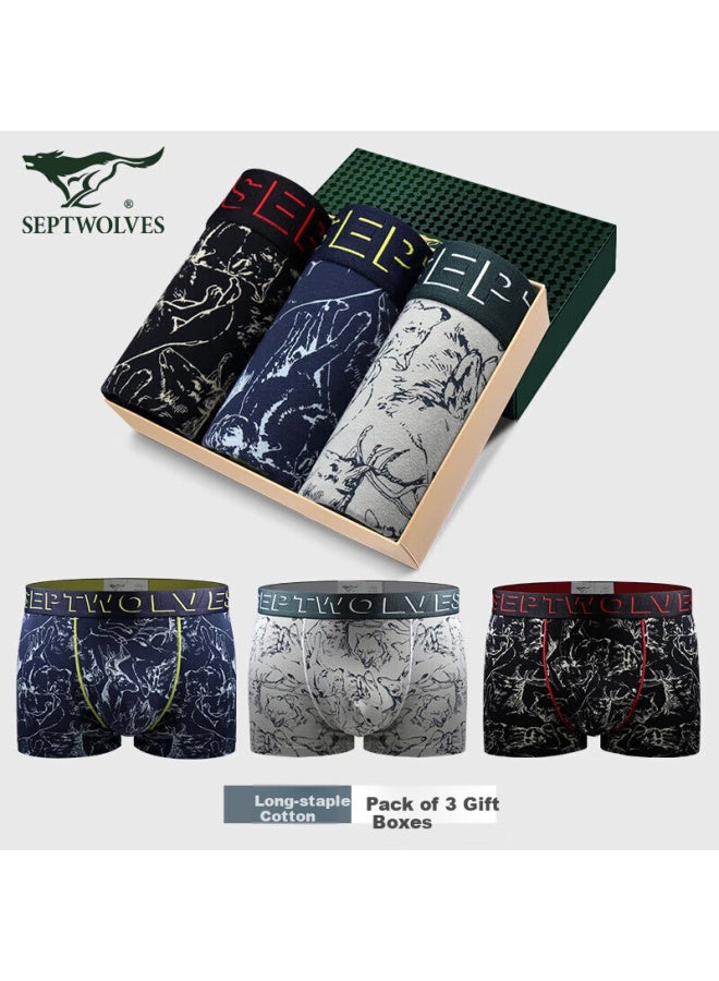 Septwolves Men's Cotton Ammonia Square Pants Men's Four-corner Pants 3-pack Wolf Warrior - Image 5