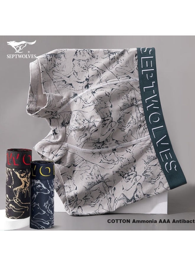 Septwolves Men's Cotton Ammonia Square Pants Men's Four-corner Pants 3-pack Wolf Warrior - Image 2
